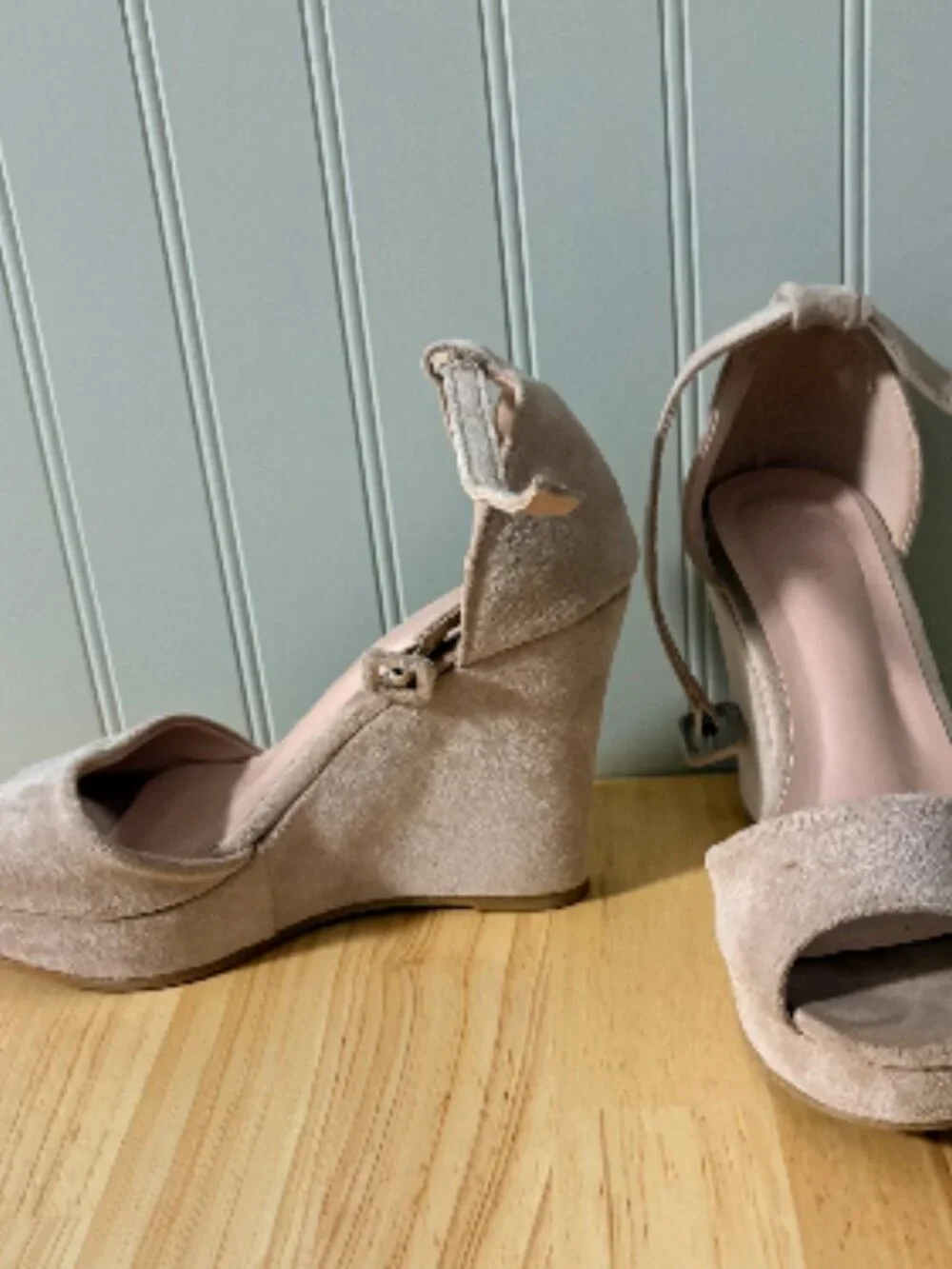 Suede Ankle Strap Wedge